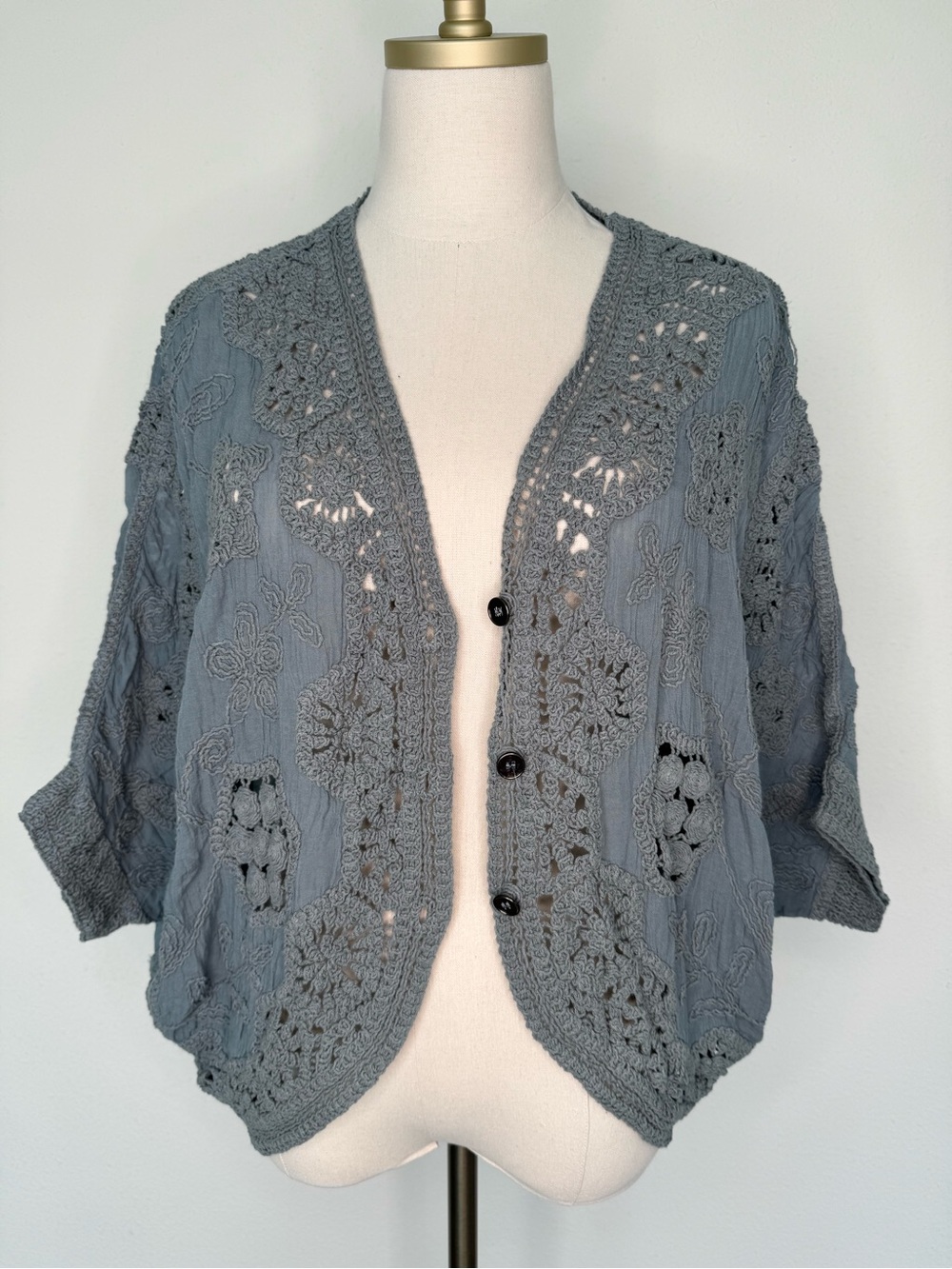 Crochet Cardigan — Grey - Picture 4 of 5